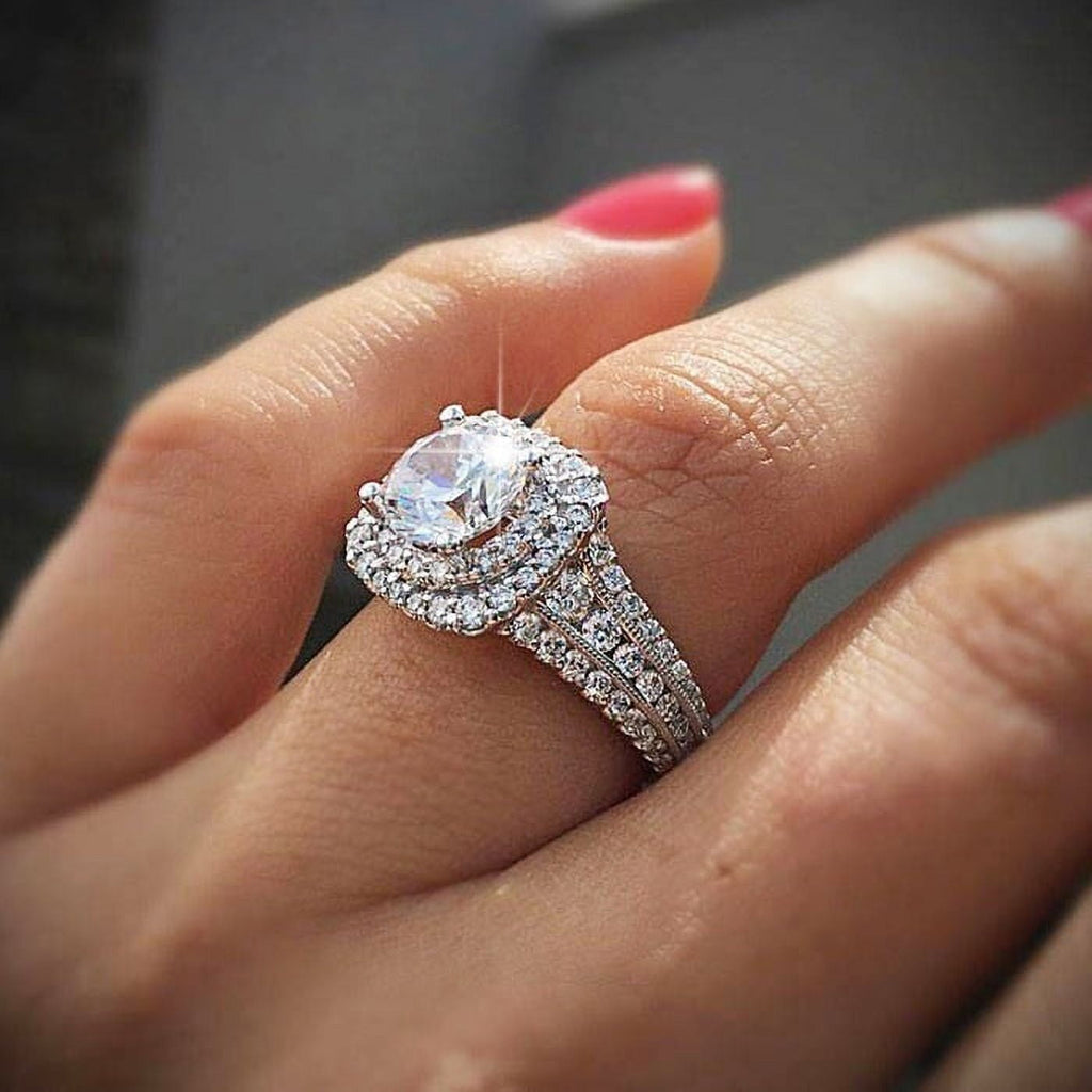 925 Sterling Round Cut 3.5CT Diamond Wedding Band Rings