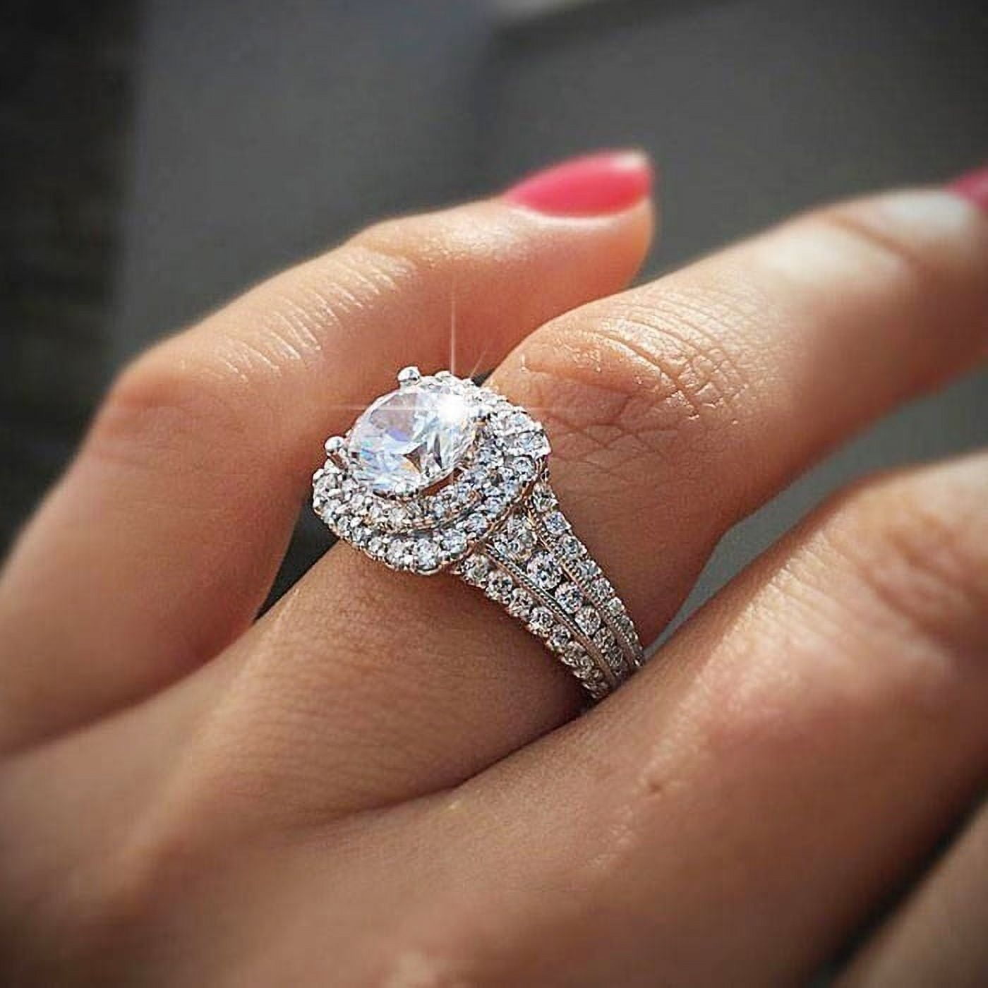 925 Sterling Round Cut 3.5CT Diamond Wedding Band Rings