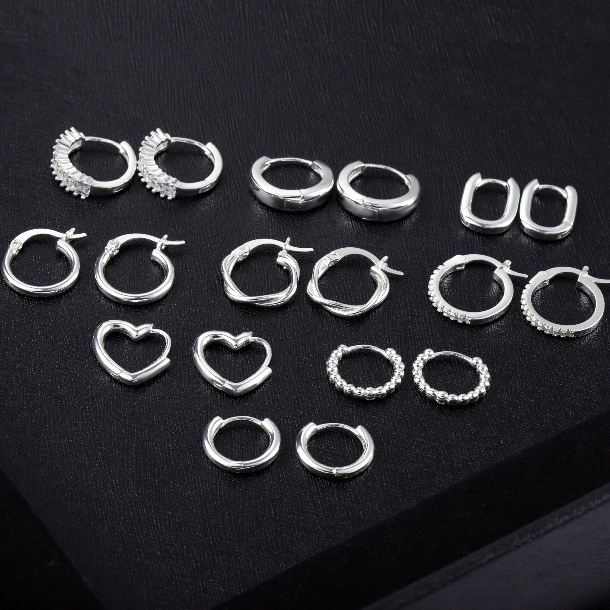 14K Plated Hypoallergenic Small Hoop Earrings Set, Chunky Huggie Stackable Earrings for Women