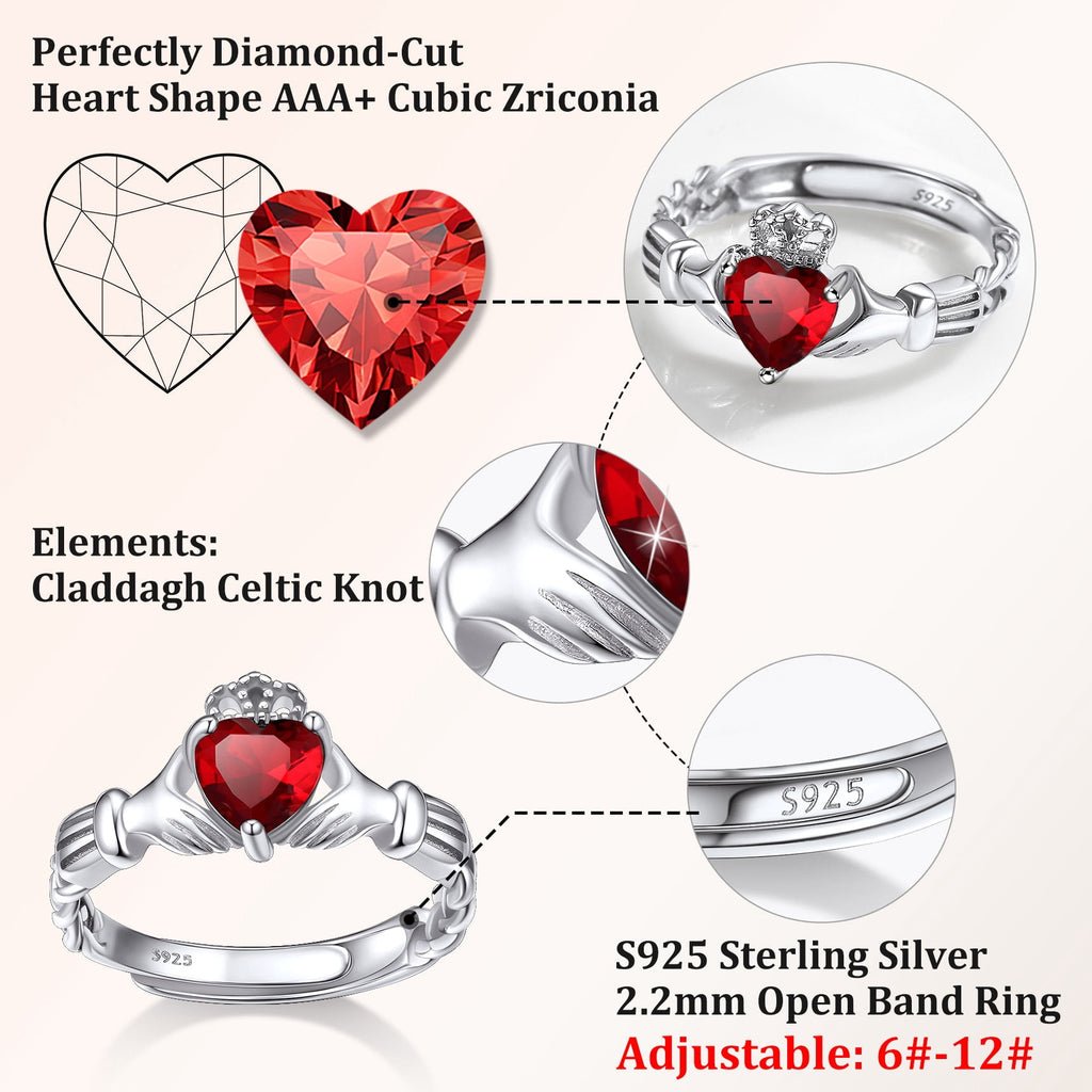 Infinity Celtic Knot Rings for Women 925 Sterling Heart Rings October Pink Tourmaline Rings for Mom Daughter Wife Girlfriend