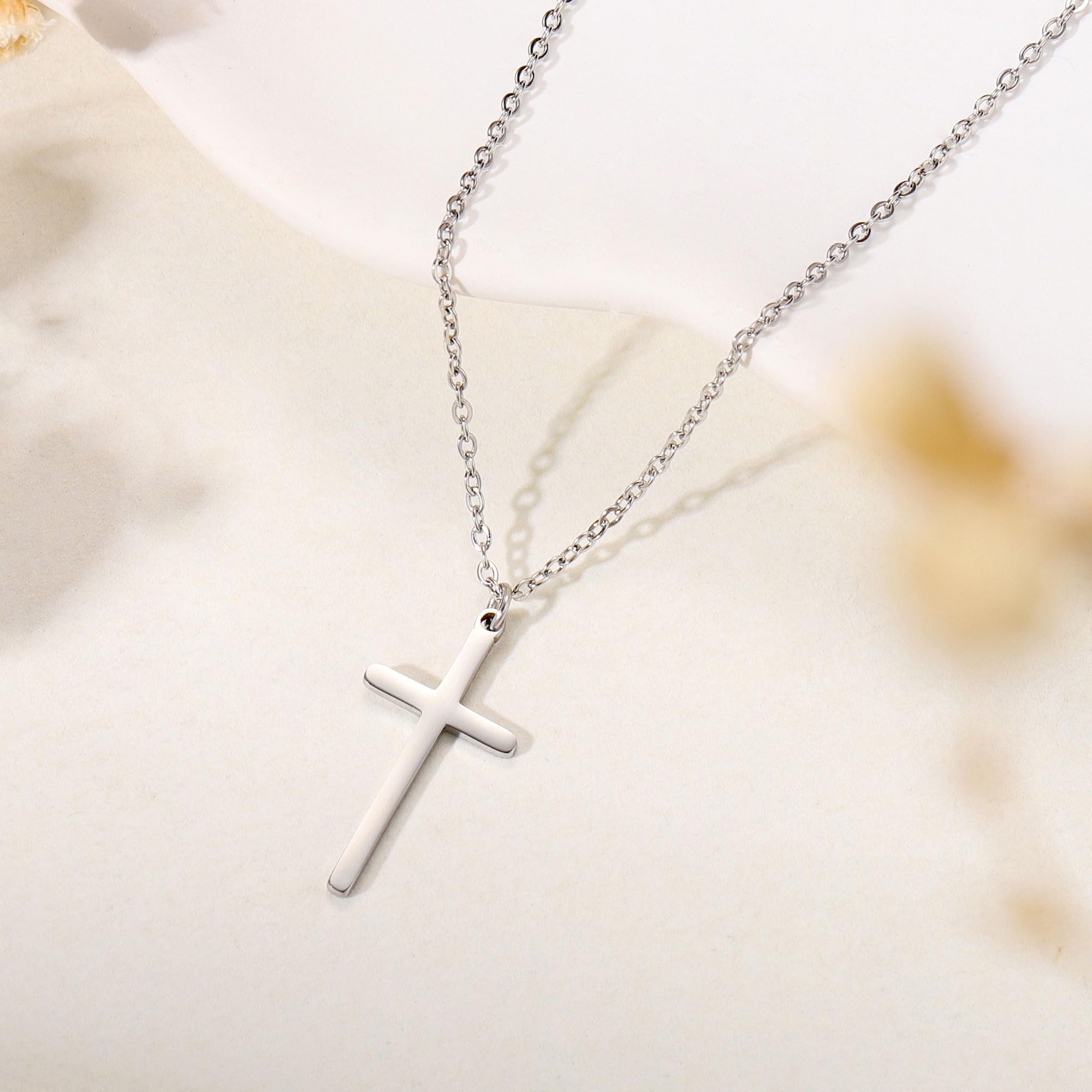 14K Plated Dainty Tiny Cross Pendant Necklace for Women Jewelry Personalizedt First Communion Christian Baptism Easter Gifts for Her Kid Girls