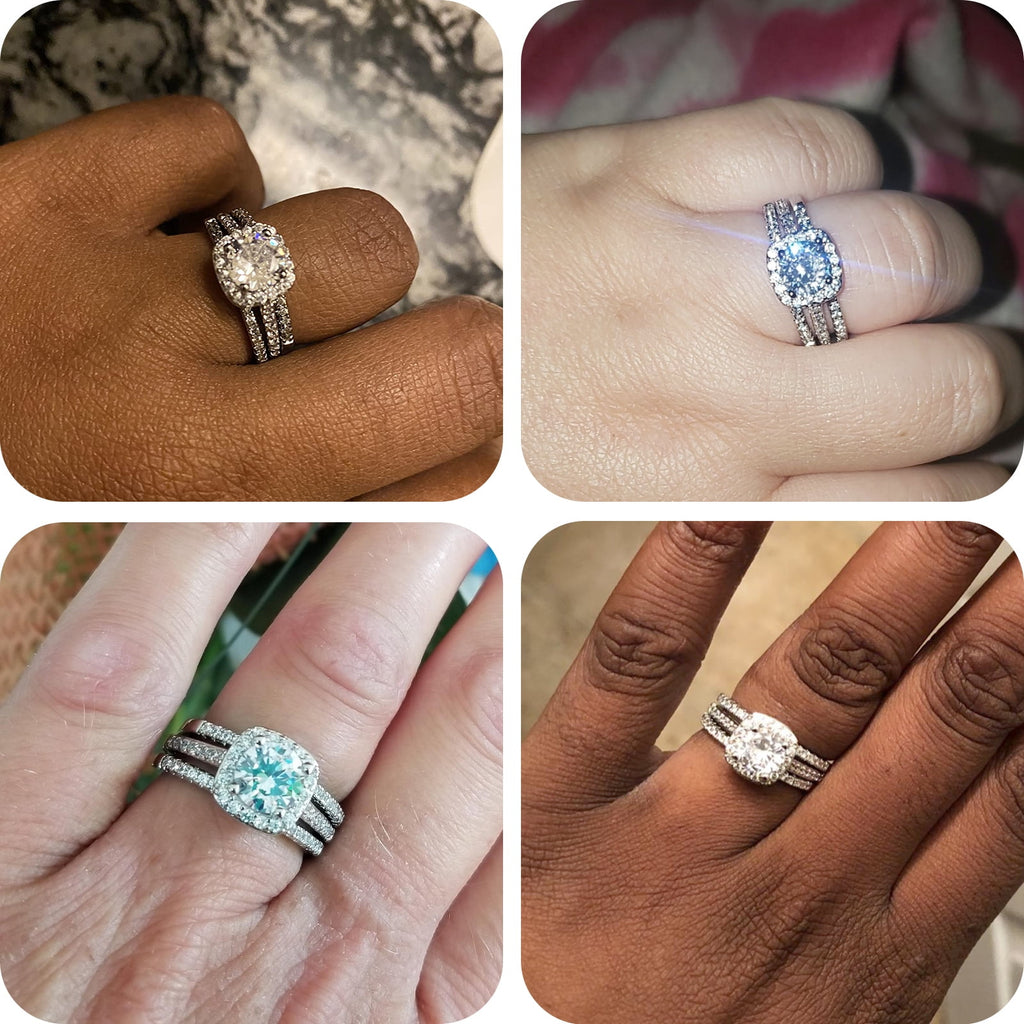 Halo Wedding Ring Set for Women Bridal Sets 925 Sterling AAAAA Zirconia Size 7