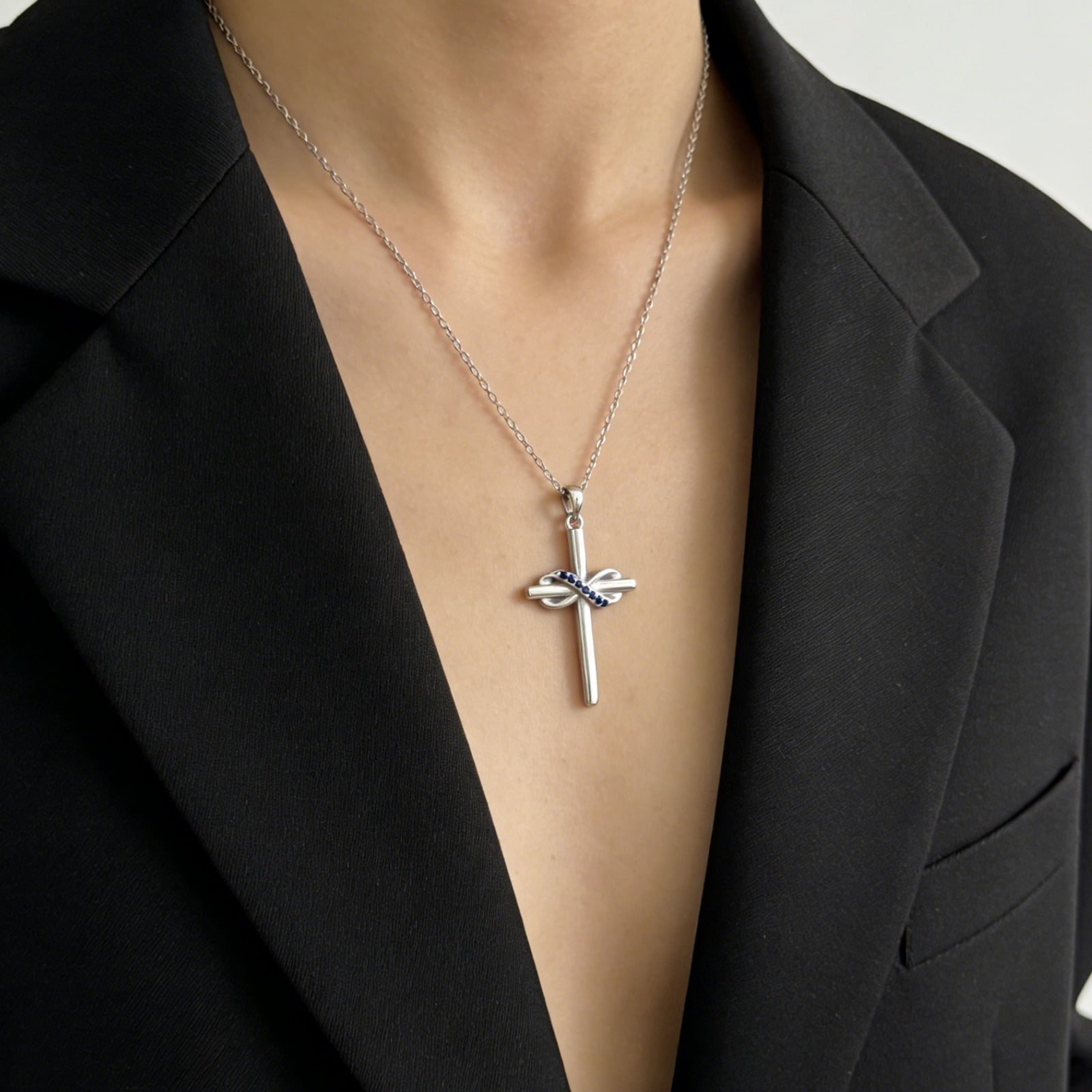 14K Plated Zirconia Cross Pendant Necklace for Women with 925