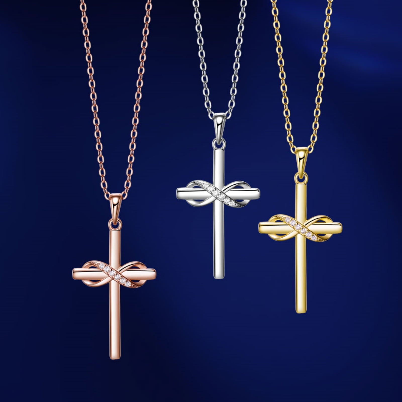 14K Plated Zirconia Cross Pendant Necklace for Women with 925