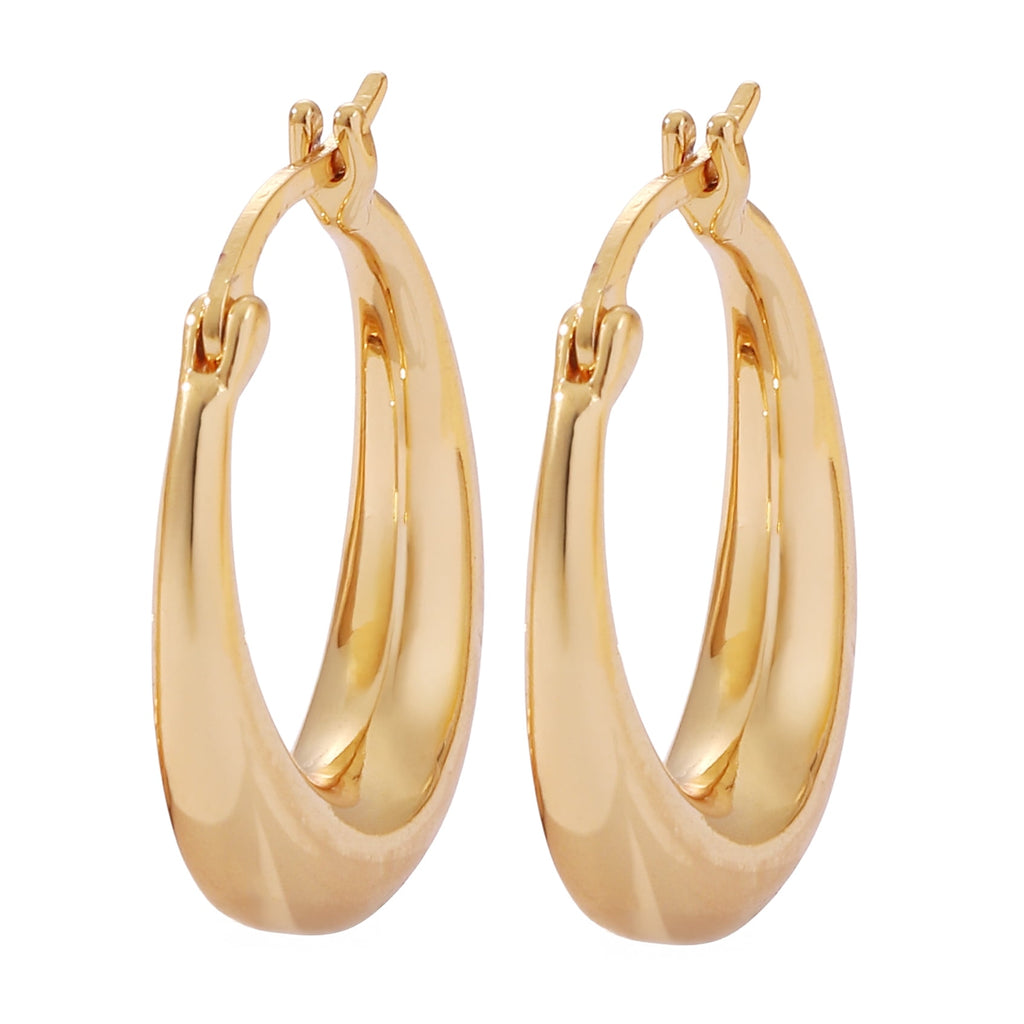 14K Graduated Hoop Huggie Earring in 14K Yellow Plated
