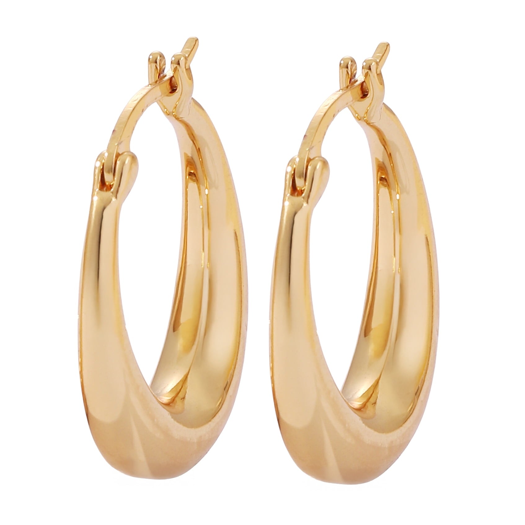 14K Graduated Hoop Huggie Earring in 14K Yellow Plated