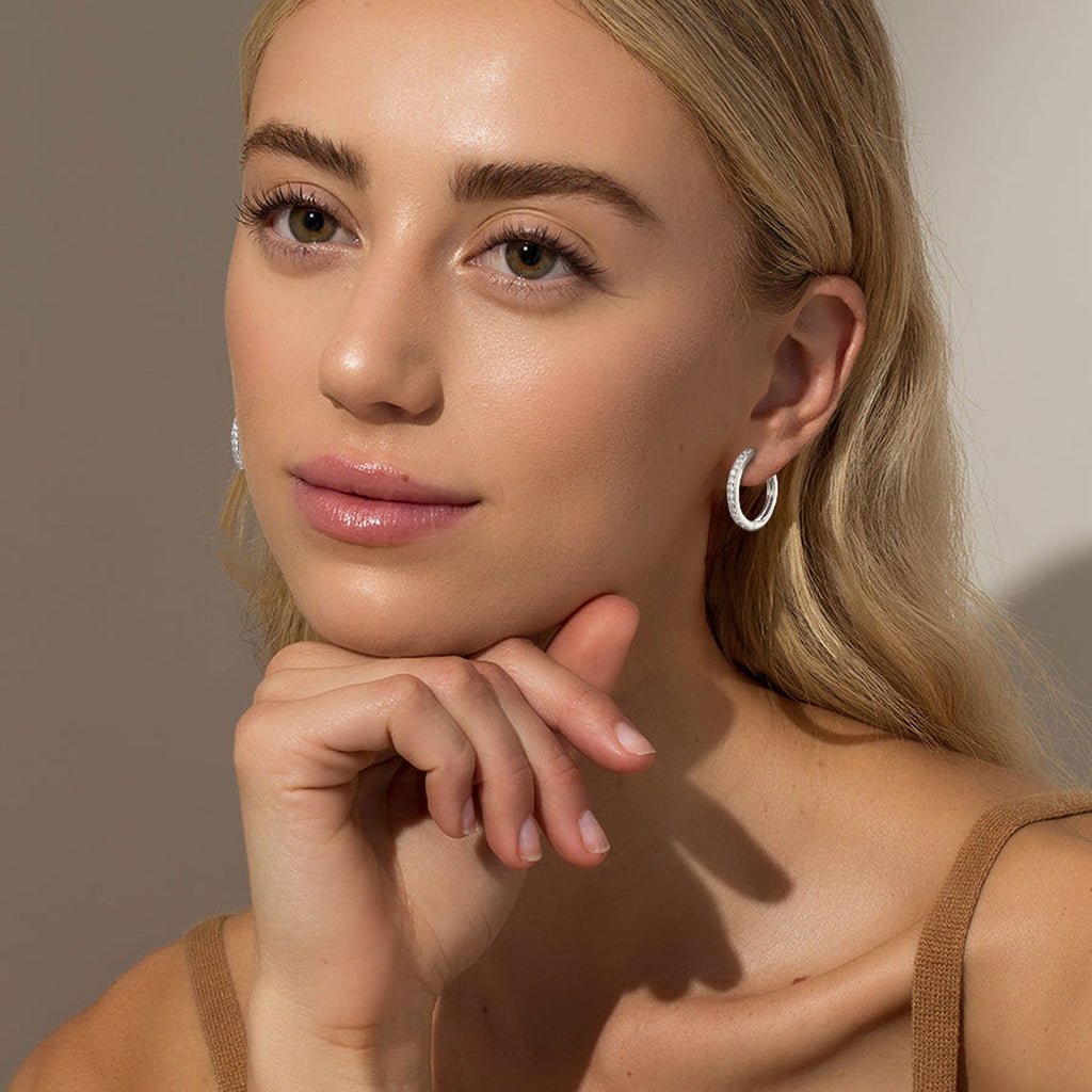 4 Pairs Hoop Earrings for Women CZ Small Huggie Cartilage Post Hypoallergenic Earrings Set for Multiple Piercing Valentines Day Jewelry Gifts Her Teen Mom Wife Lady Adults Ideas