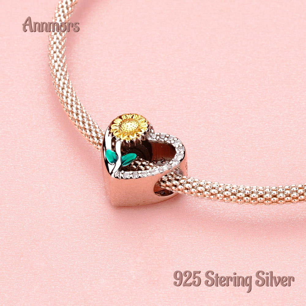 925 Sterling Charm for Bracelets Four Leaf Clover Lucky OpenWork Bead Charm Women Bracelet Charm