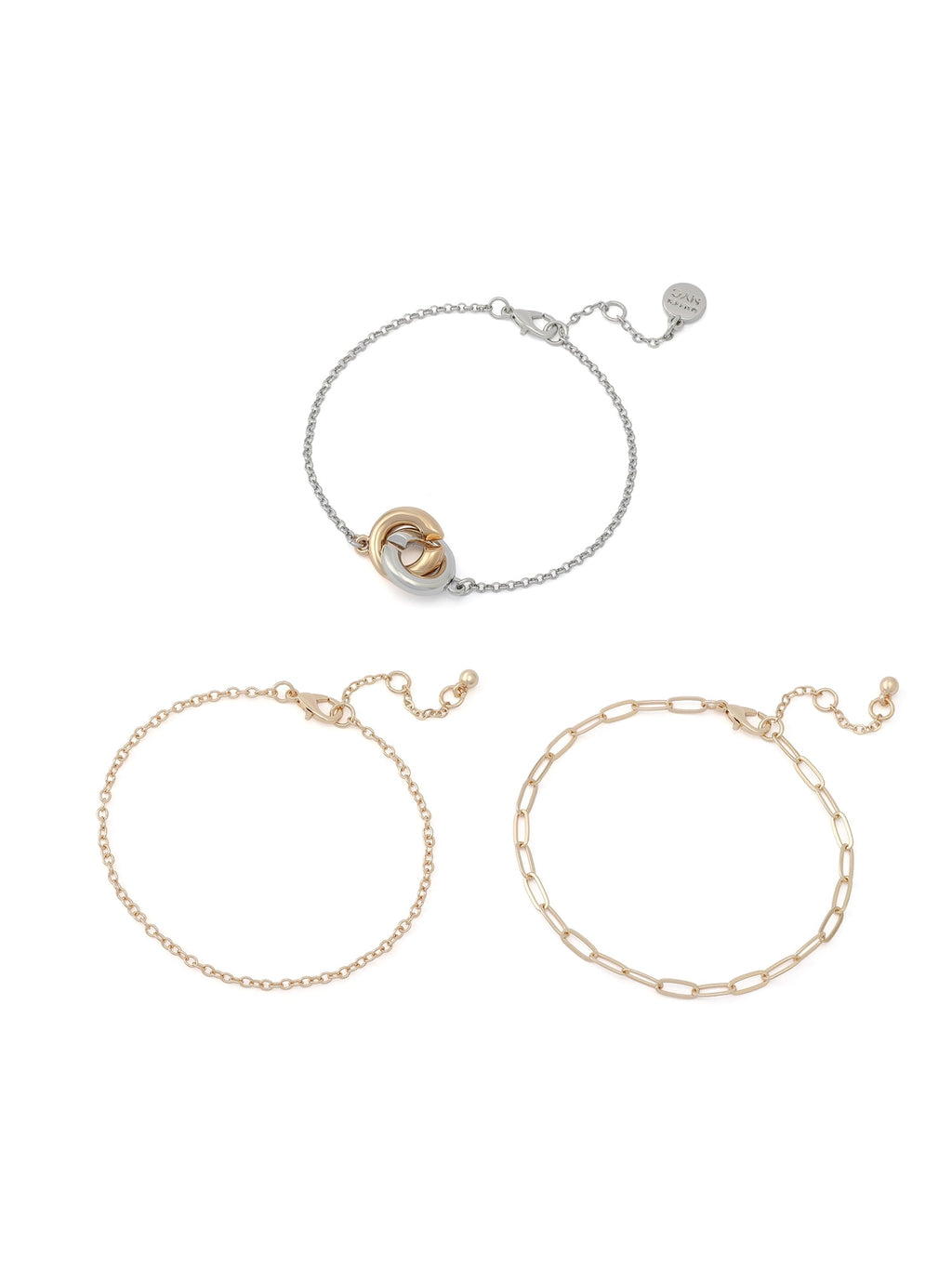 Women's -Tone Cross Charm 3-Piece Bracelet Set