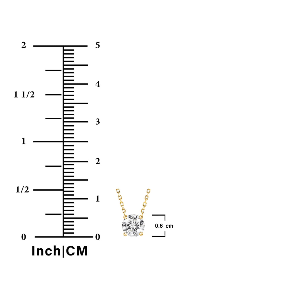 0.50 Round Cut Classic Solitaire Pendant Necklace - in 18K White Plating for Women