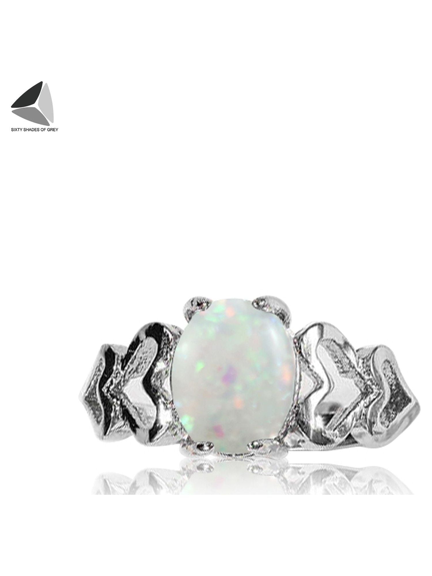 Created Oval White Opal Rings 925 Sterling Jewelry for Womens (Size 7)