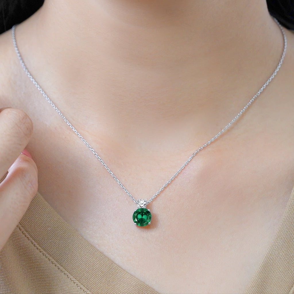 3.25 Cubic Zirconia April - Round and Pear Cut Dangle Pendant Necklace in 18k White Plated for Women