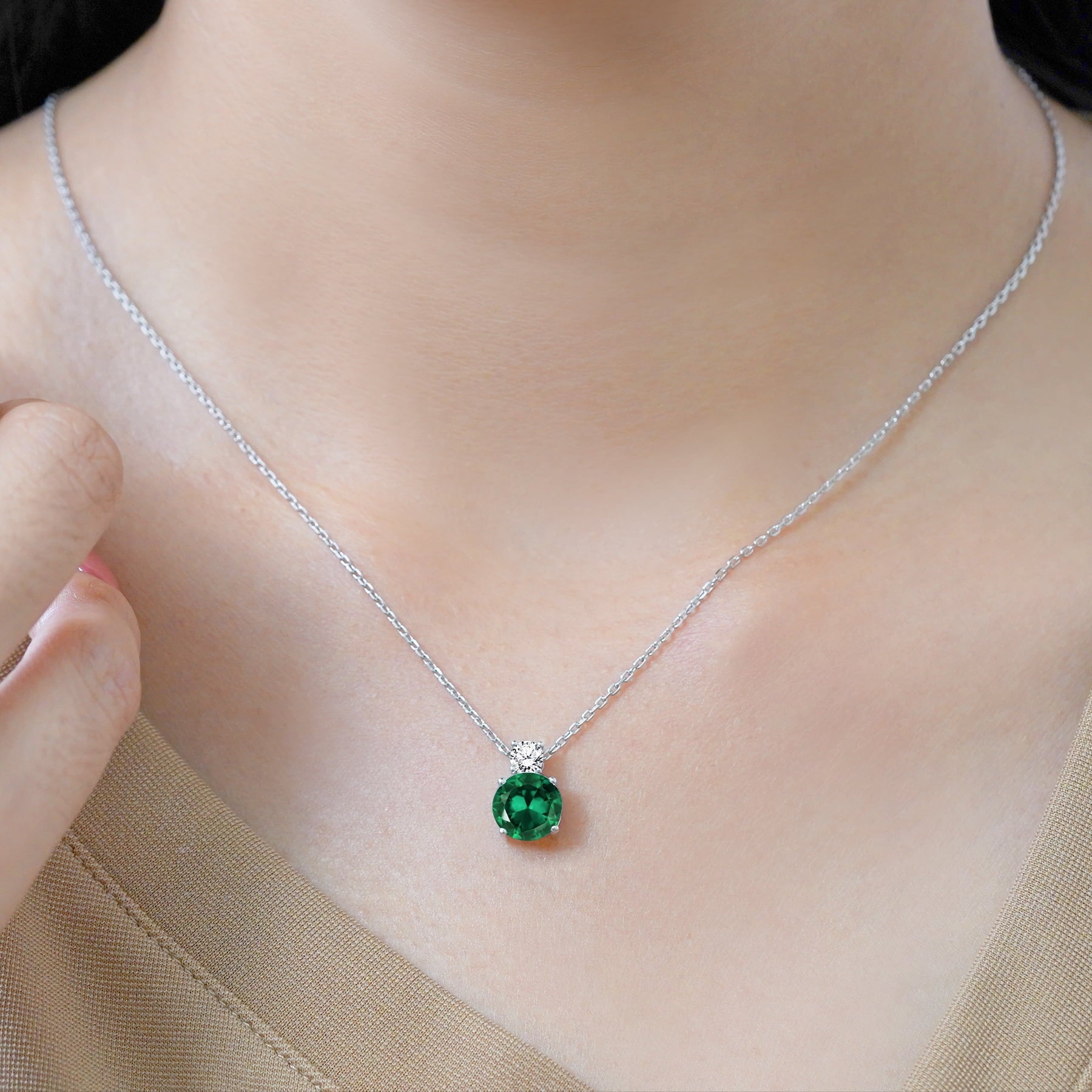 3.25 Cubic Zirconia April - Round and Pear Cut Dangle Pendant Necklace in 18k White Plated for Women