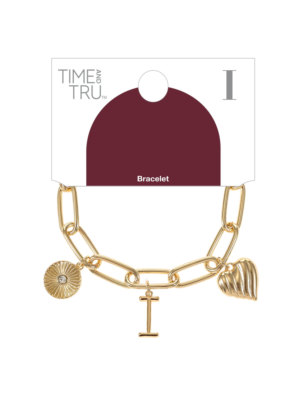 Goldtone Initial Charm Bracelet, Initial J