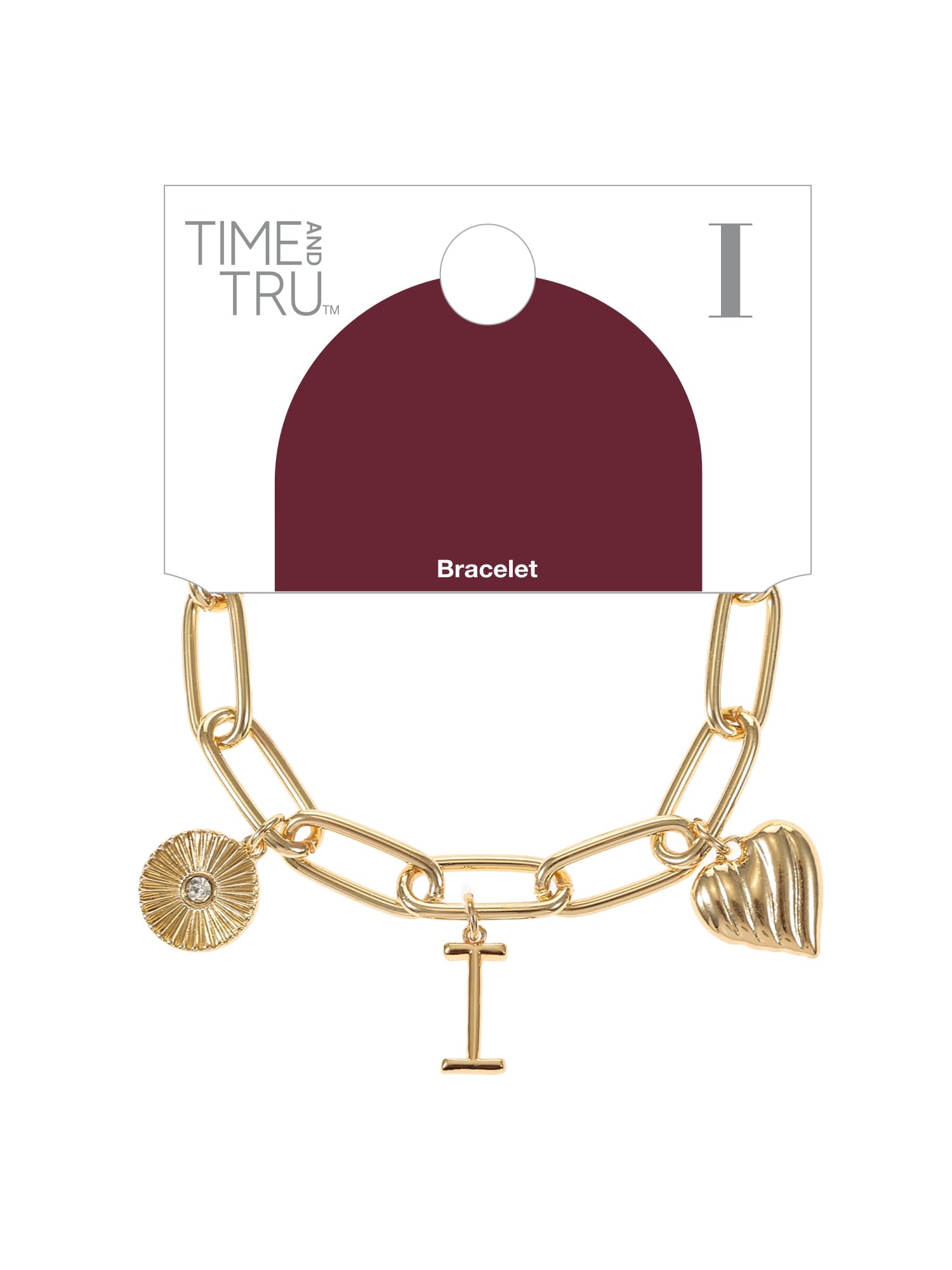 Goldtone Initial Charm Bracelet, Initial J