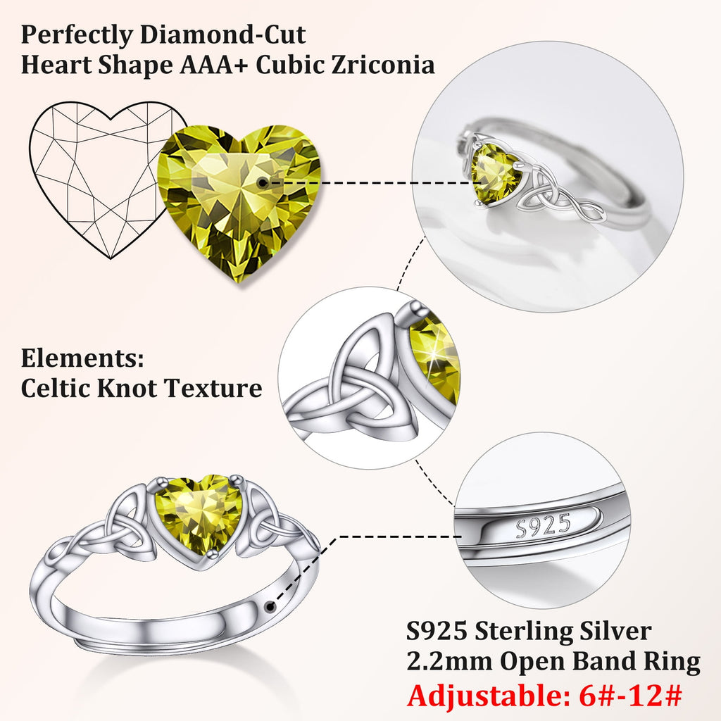 Infinity Celtic Knot Rings for Women 925 Sterling Heart Rings October Pink Tourmaline Rings for Mom Daughter Wife Girlfriend