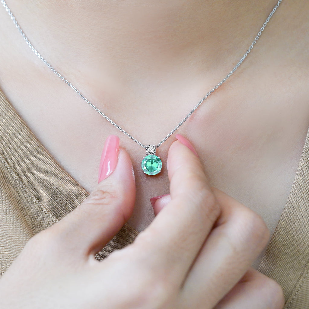 3.25 Cubic Zirconia April - Round and Pear Cut Dangle Pendant Necklace in 18k White Plated for Women