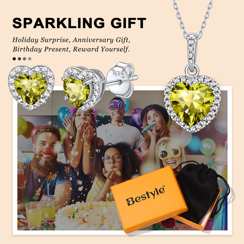Stud Earrings for Women, 925 Sterling Heart Created Diamond Studs Earrings / Gifts - September