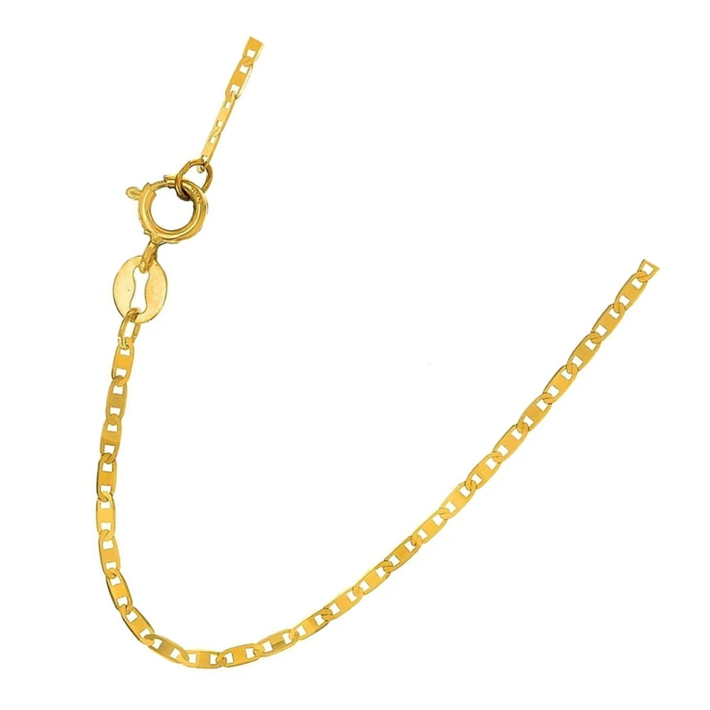 10k Solid Yellow 1.2mm Mariner Chain Necklace, Spring Ring Clasp