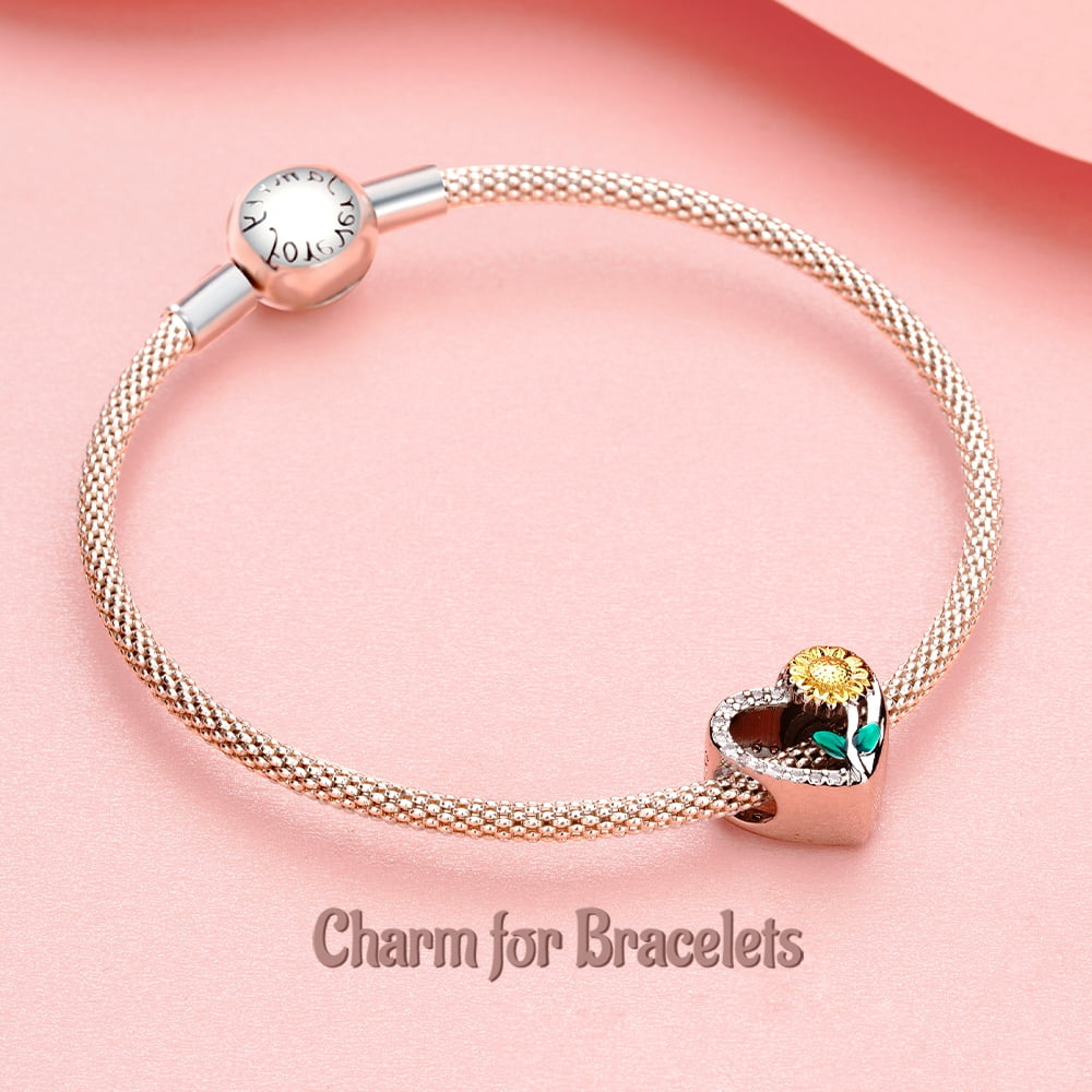 925 Sterling Charm for Bracelets Four Leaf Clover Lucky OpenWork Bead Charm Women Bracelet Charm