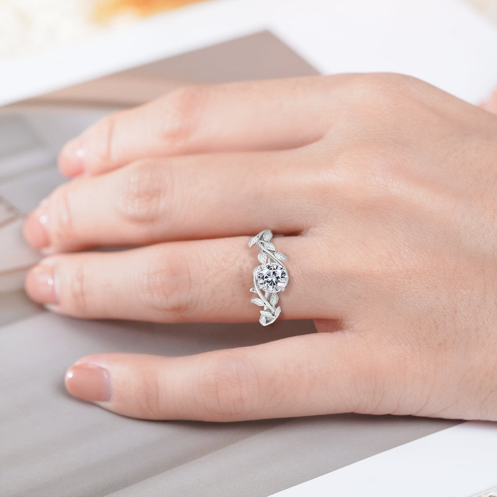 0.50 Round Cut Bohemian Engagement Ring - Vintage Ring - 18k White Plating for Women