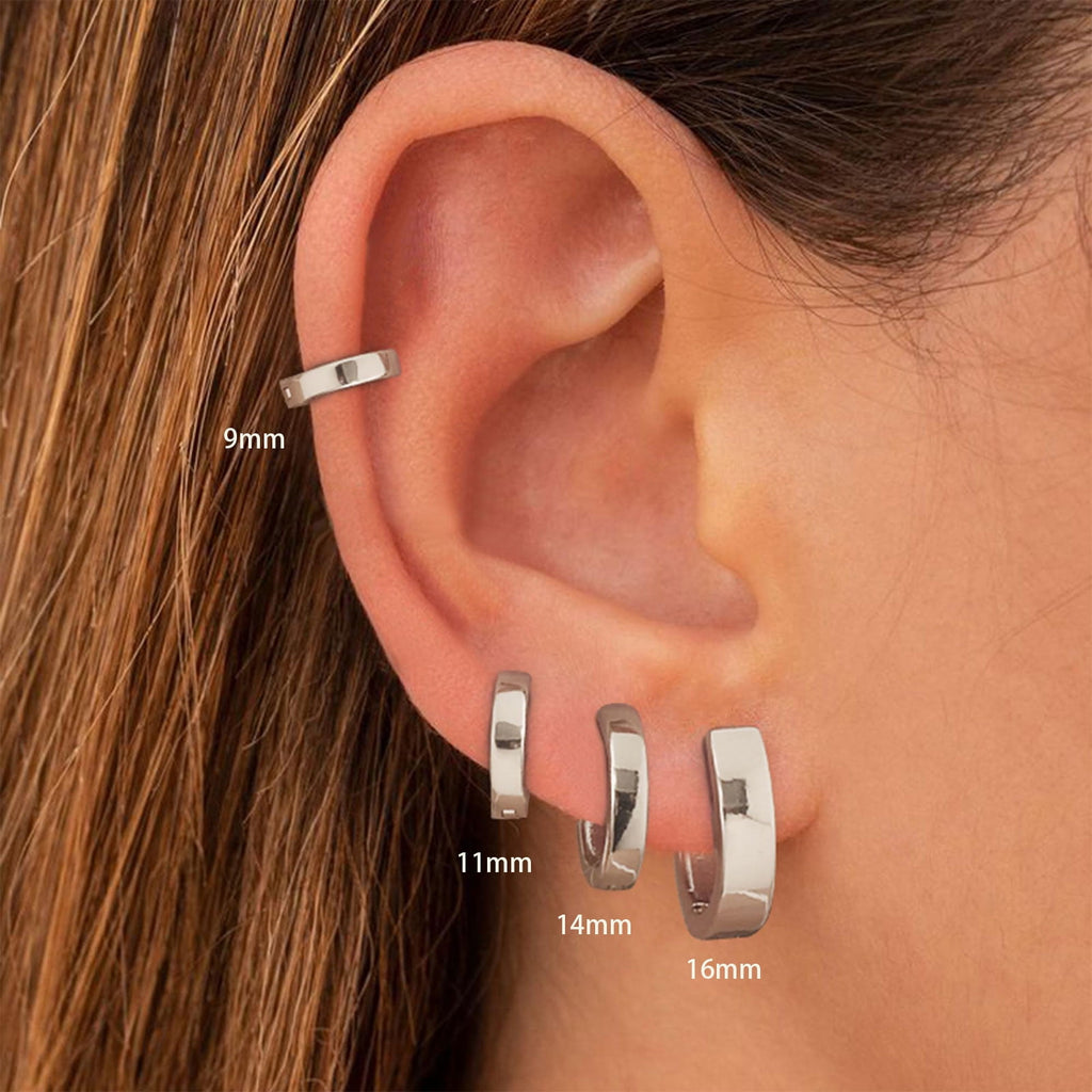 4 Pairs Hoop Earrings for Women CZ Small Huggie Cartilage Post Hypoallergenic Earrings Set for Multiple Piercing Valentines Day Jewelry Gifts Her Teen Mom Wife Lady Adults Ideas