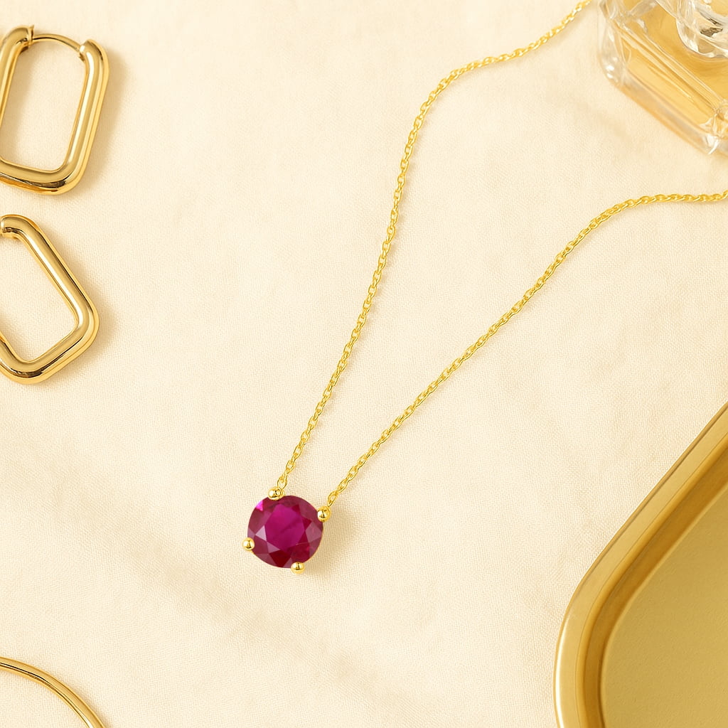 1 - April Solitaire Pendant Necklace in 18K White over , Female, Adult