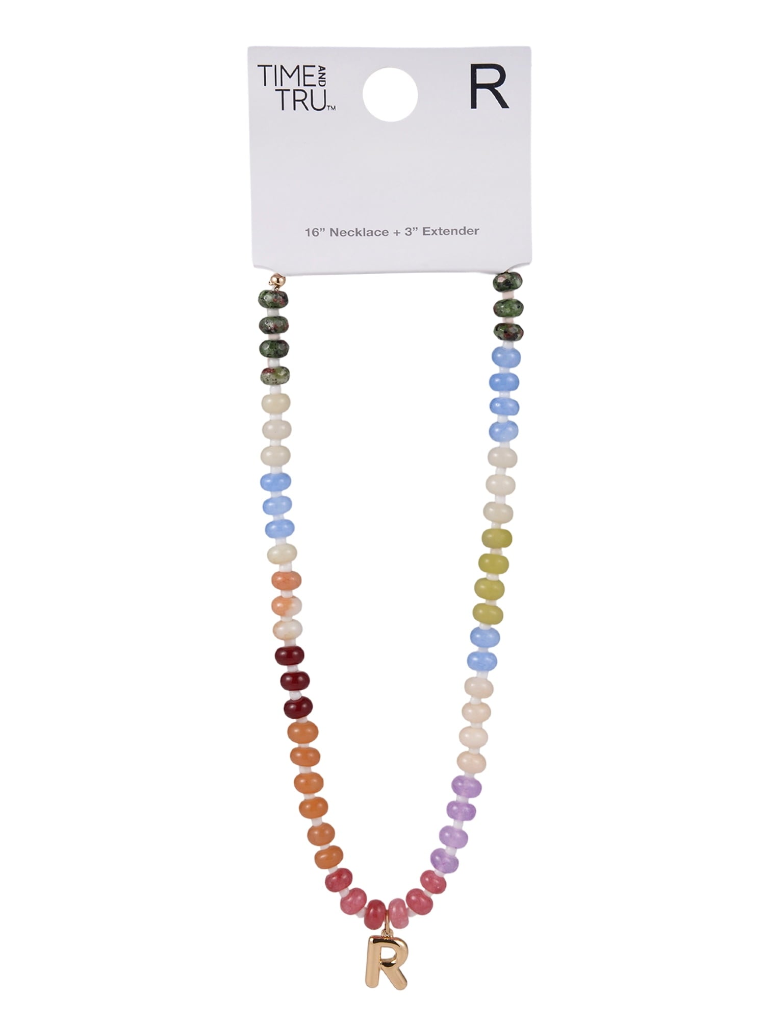 Goldtone Multicolored Bead Initial "A" Necklace
