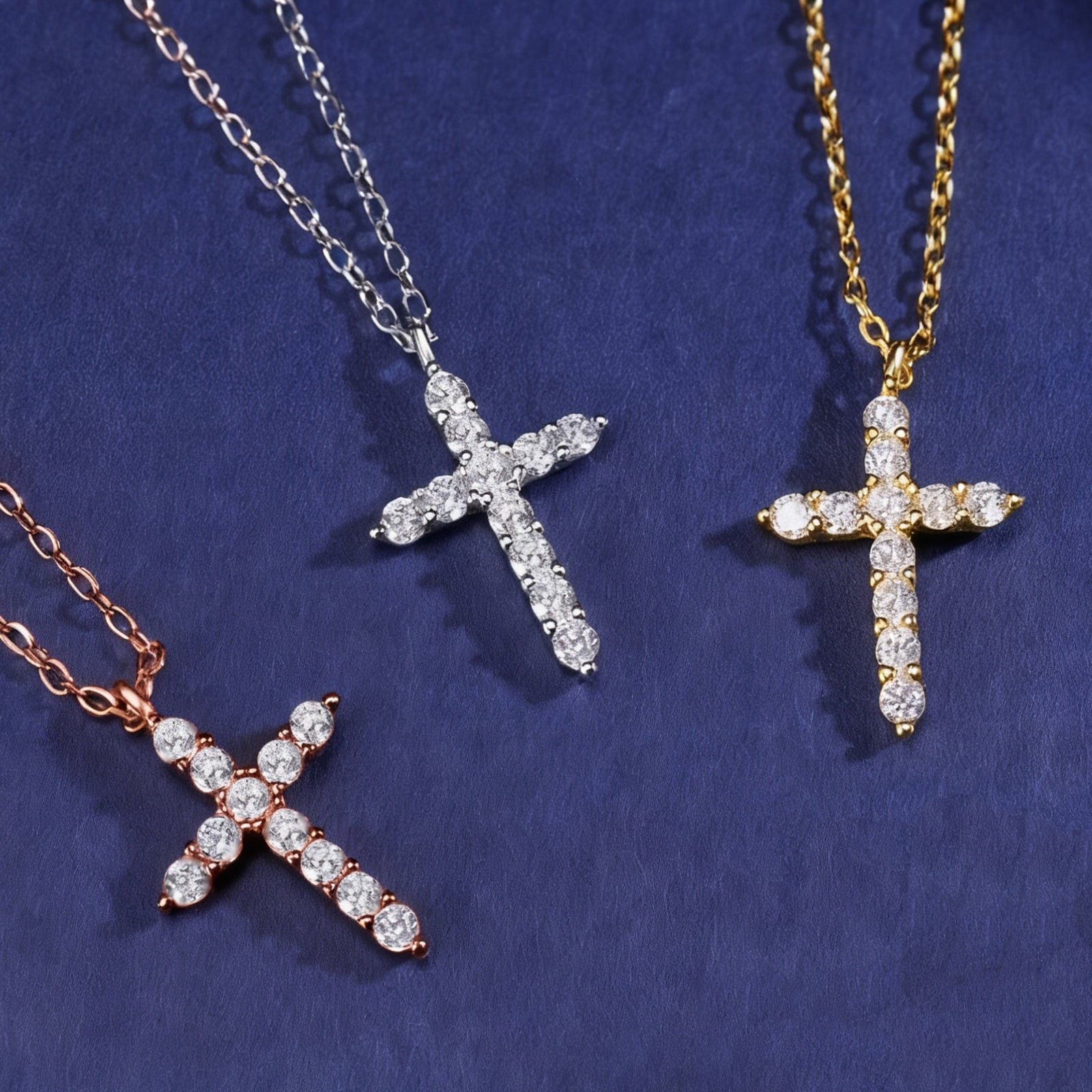 14K Plated Zirconia Cross Pendant Necklace for Women with 925