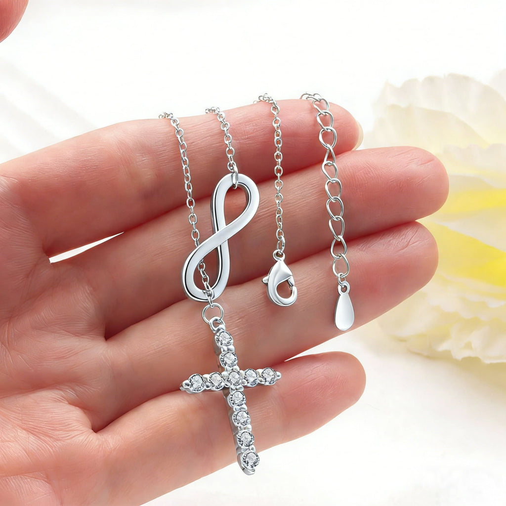 14K Plated Zirconia Cross Pendant Necklace for Women with 925