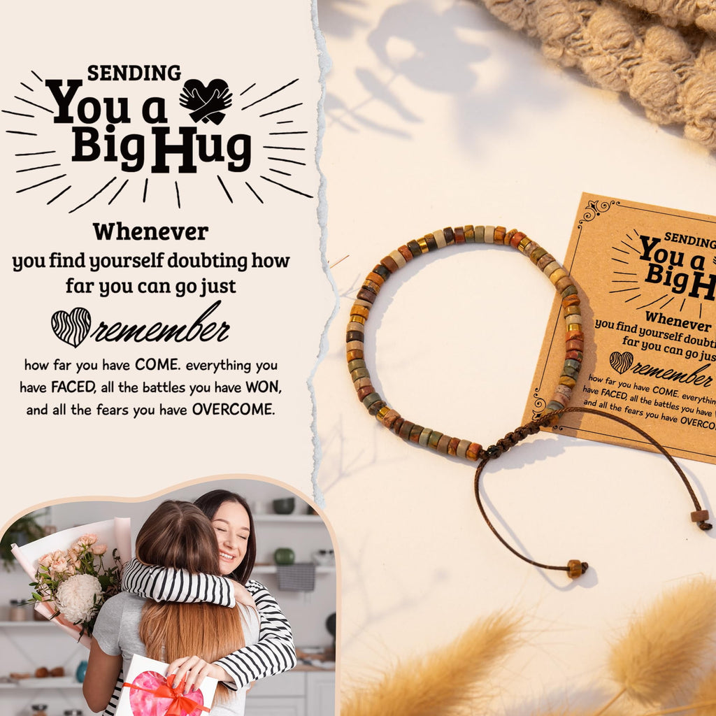 Inspirational Gifts Bracelets for Women - Healing Stone Bracelets - Cheer Up Appreciation for Teachers Women Friends Sister Bestie Coworkers Employees
