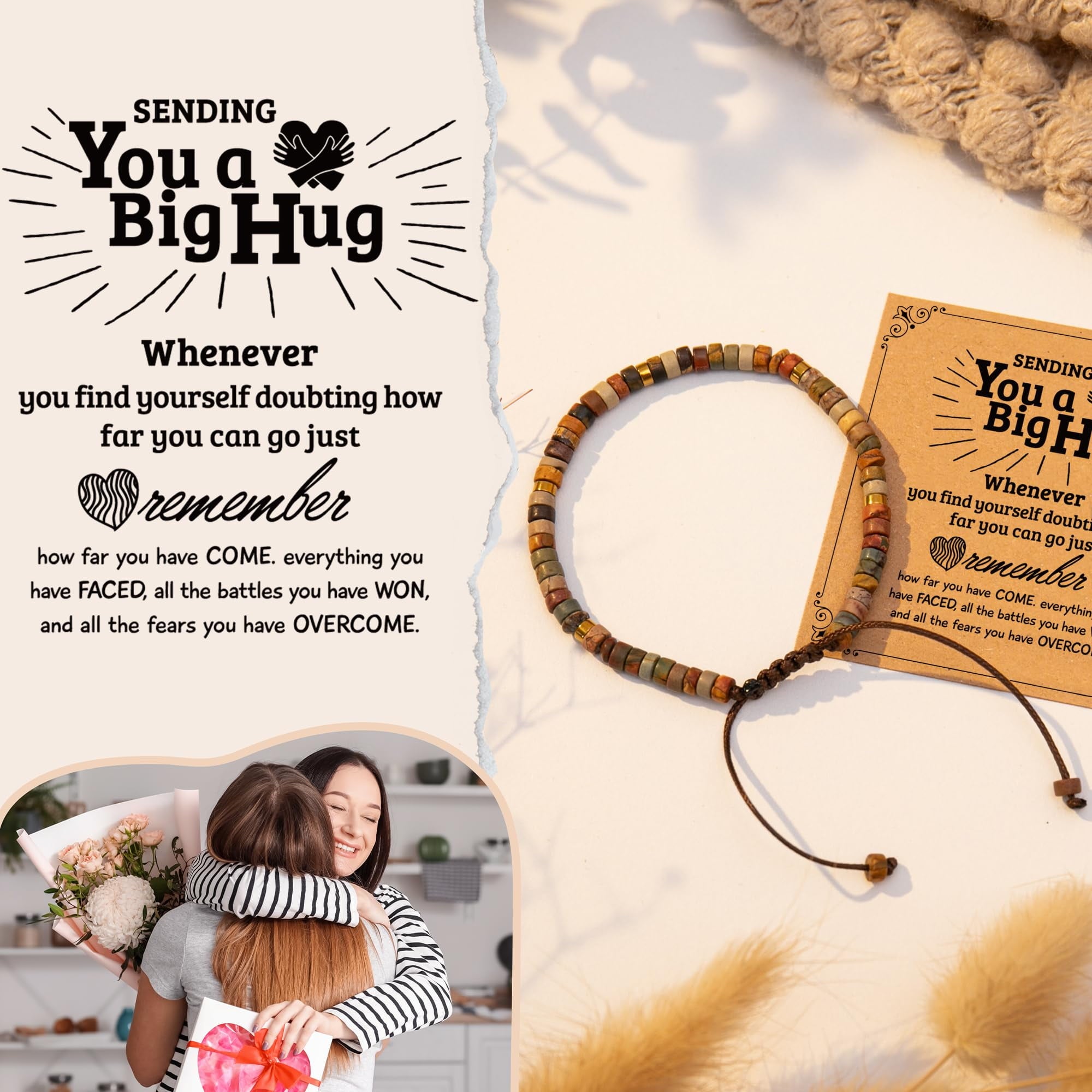 Inspirational Gifts Bracelets for Women - Healing Stone Bracelets - Cheer Up Appreciation for Teachers Women Friends Sister Bestie Coworkers Employees