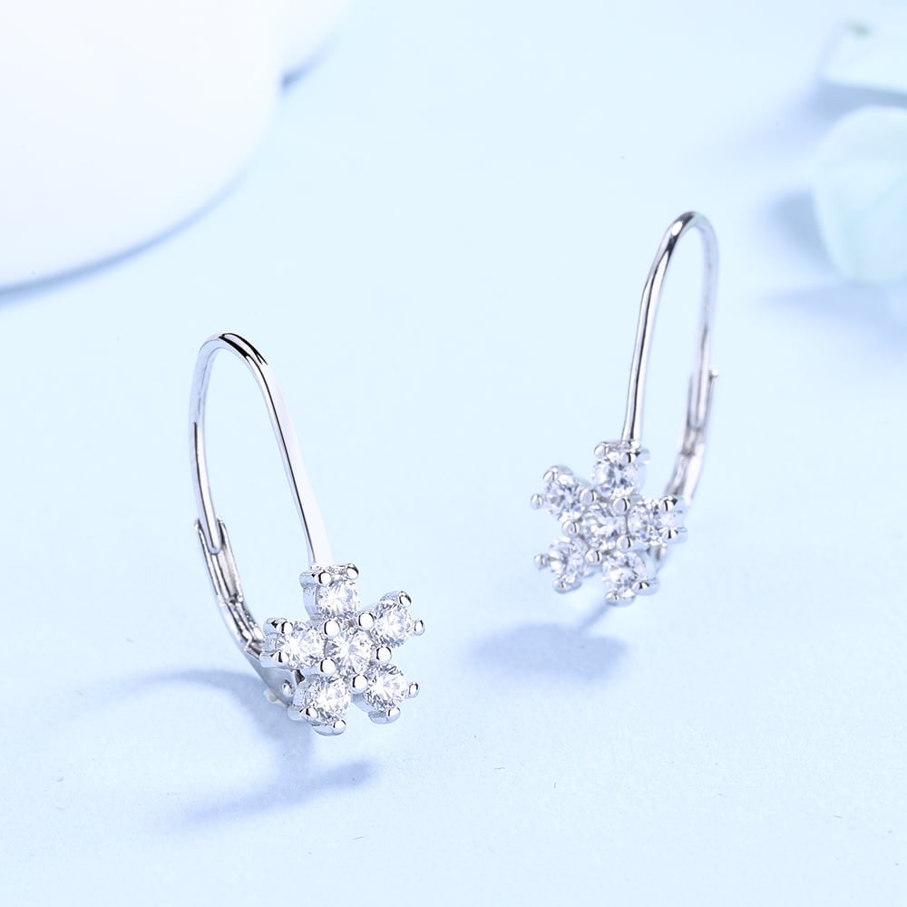 Lever Back Earrings with Crystals in 18K Plated