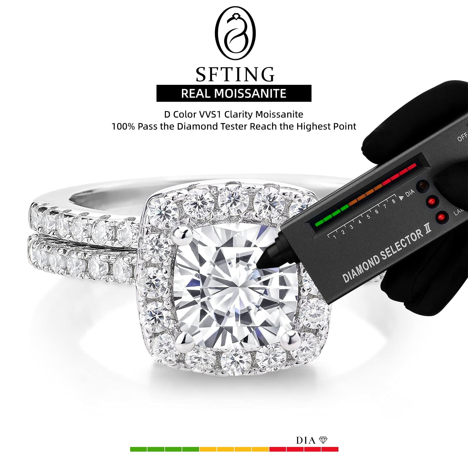 Halo Wedding Ring Set for Women Bridal Sets 925 Sterling AAAAA Zirconia Size 7