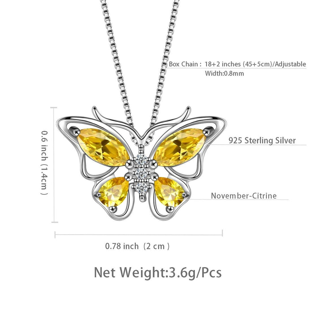 December Tanzanite Blue Butterfly Necklaces 925 Sterling Pendant Jewelry for Women Wife