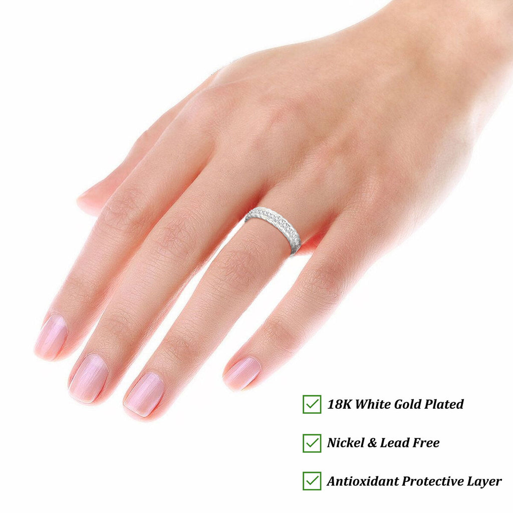 S925 Sterling Plated Rings for Women CZ Eternity Wedding Band Engagement Rings Valentines Jewelry Gifts Her Girlfriend Wife Female Adults Teen Ideas