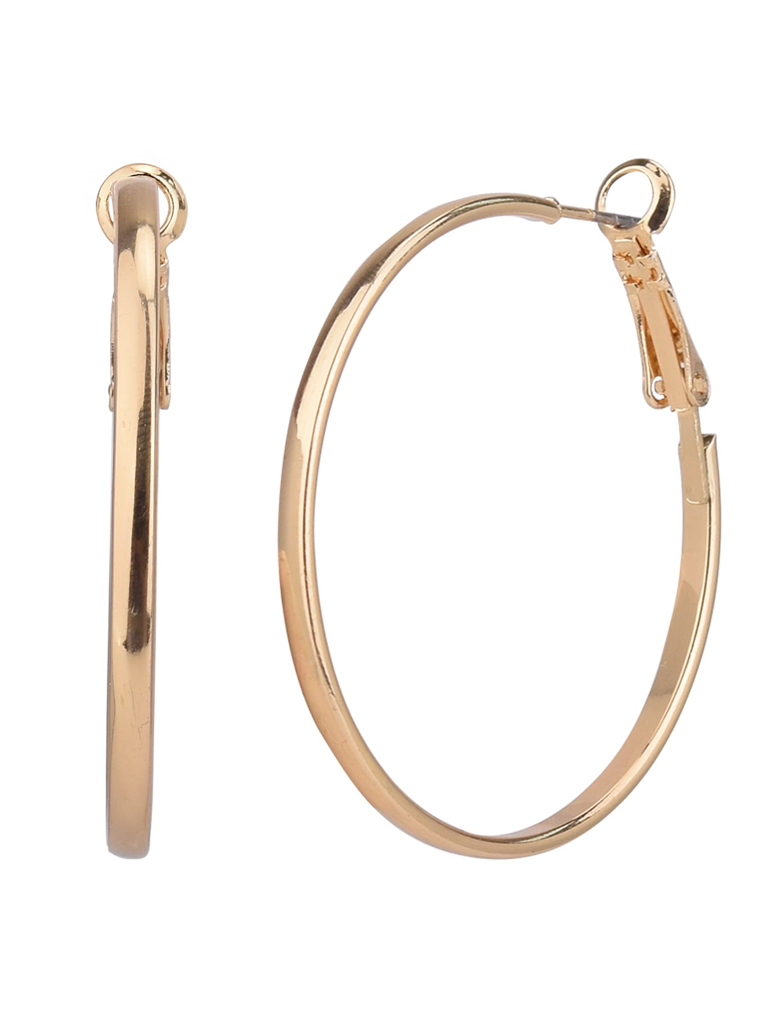 Adult Women's 3 Pair Tone Thin Metal Hoop Earring Set
