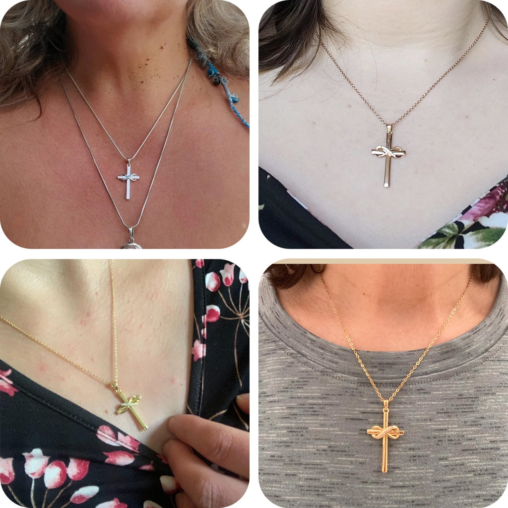 14K Plated Zirconia Cross Pendant Necklace for Women with 925