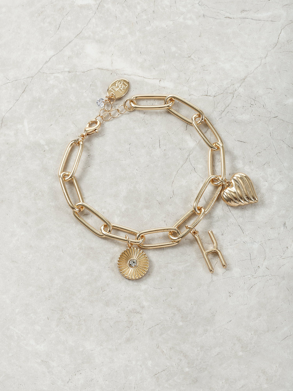 Goldtone Initial Charm Bracelet, Initial J
