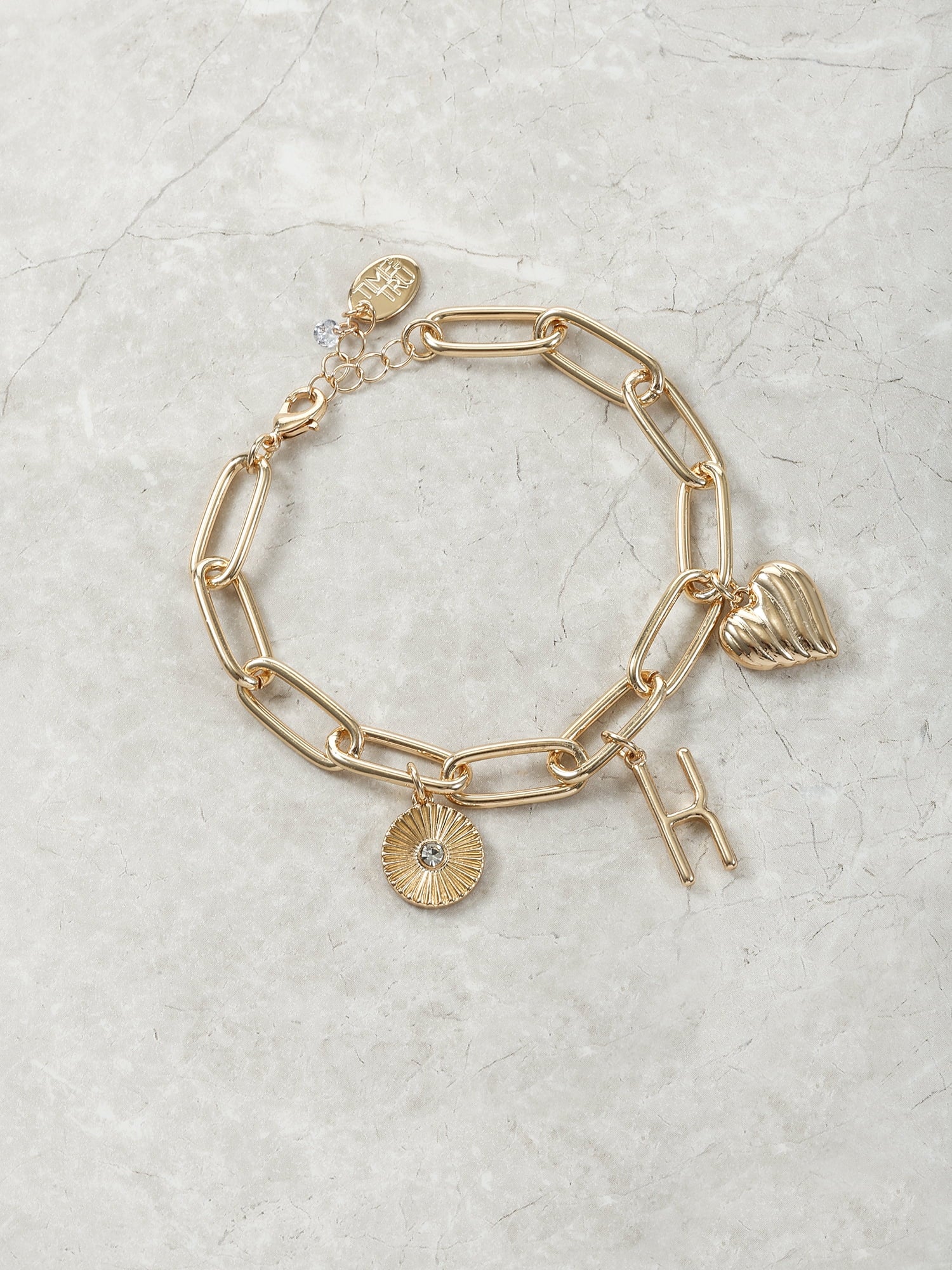 Goldtone Initial Charm Bracelet, Initial J