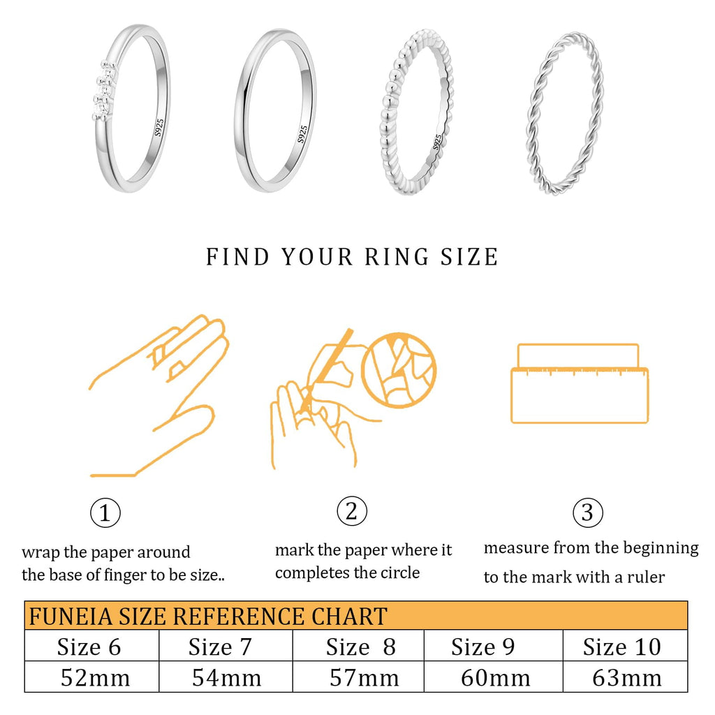 4PCS S925 Sterling Plated Rings for Women Non Tarnish CZ Thumb Pinky Stackable Ring Set Valentines Day Jewelry Gifts Her Teen Girlfriend Adults Ideas Size 6/7/8/9/10