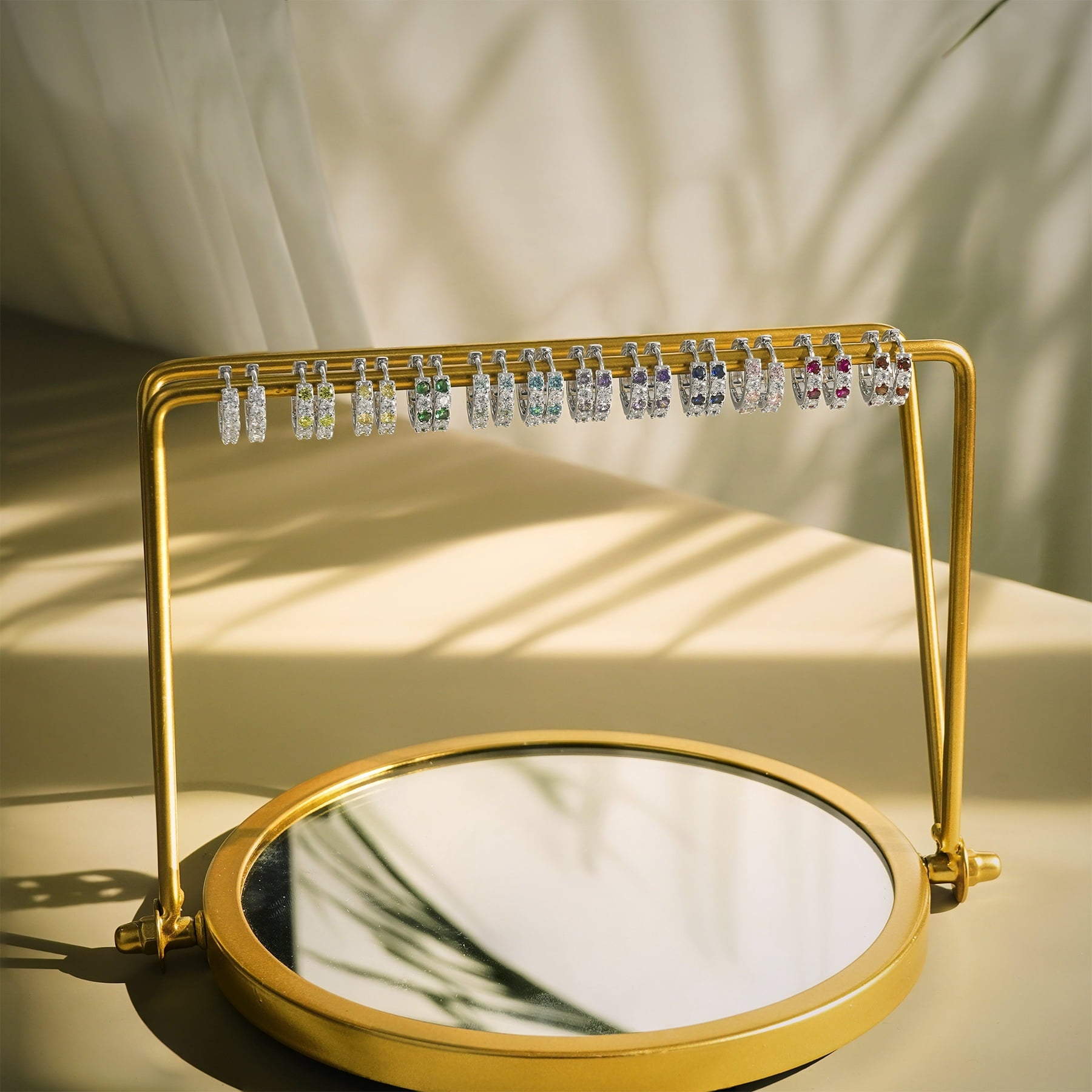 2 April - Cubic Zirconia Hoop Earrings - Multicolor Earrings in 18K White Plating for Women