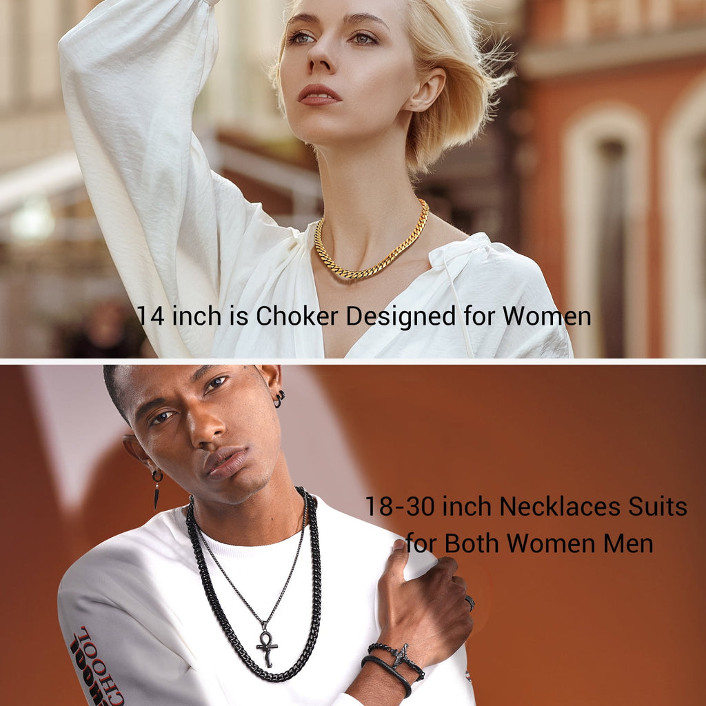 Cuban Chain for Men Black Plated 4.8mm Miami Cuban Necklace 18 Inch Hip Hop Mens for