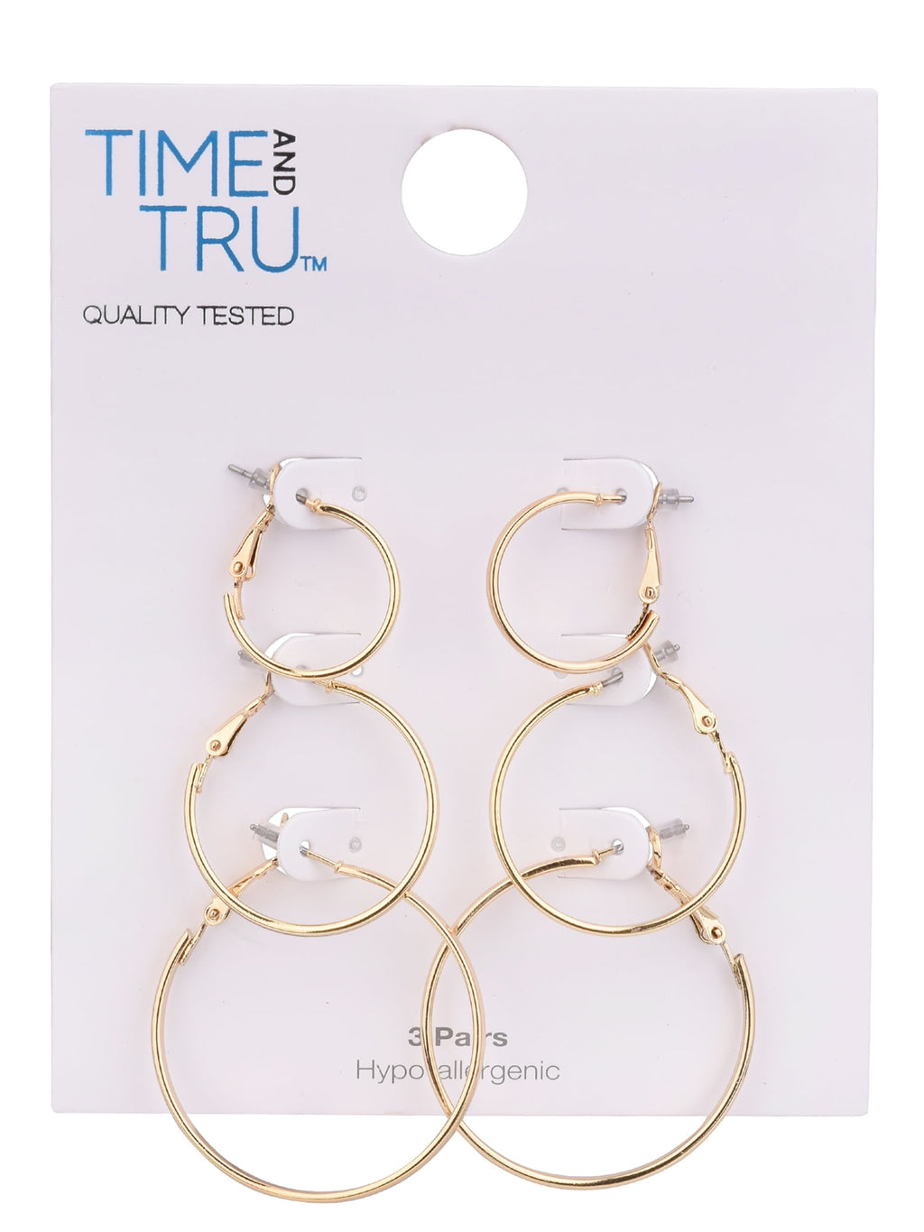 Adult Women's 3 Pair Tone Thin Metal Hoop Earring Set