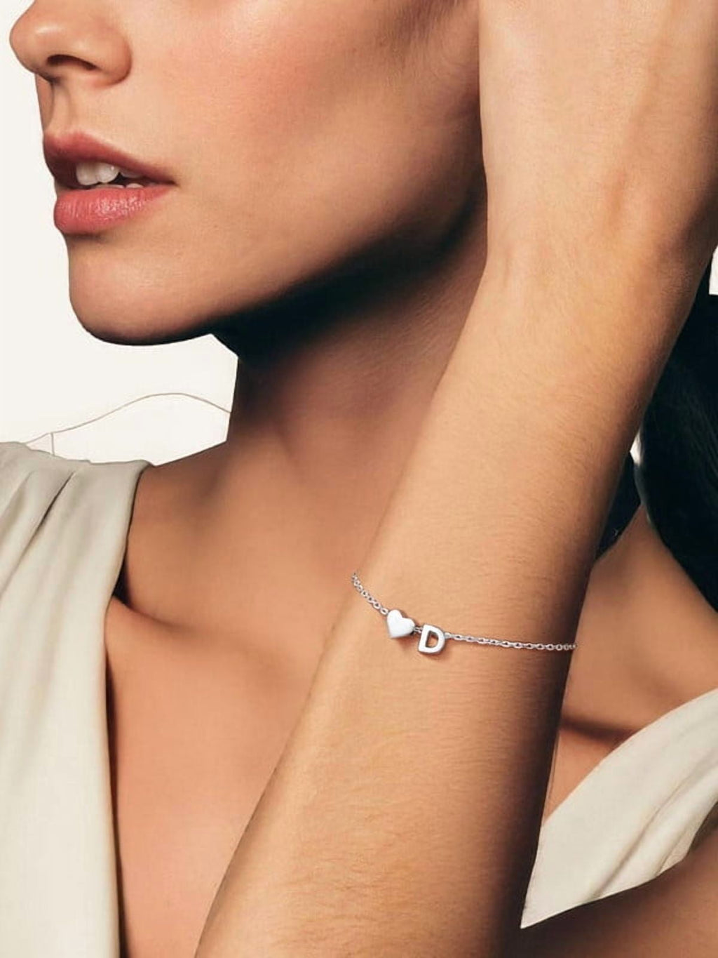 Women's Sterling Bracelets Heart &amp; Alphabet Letter A Initial Bracelet Charm Jewelry Gifts for Her