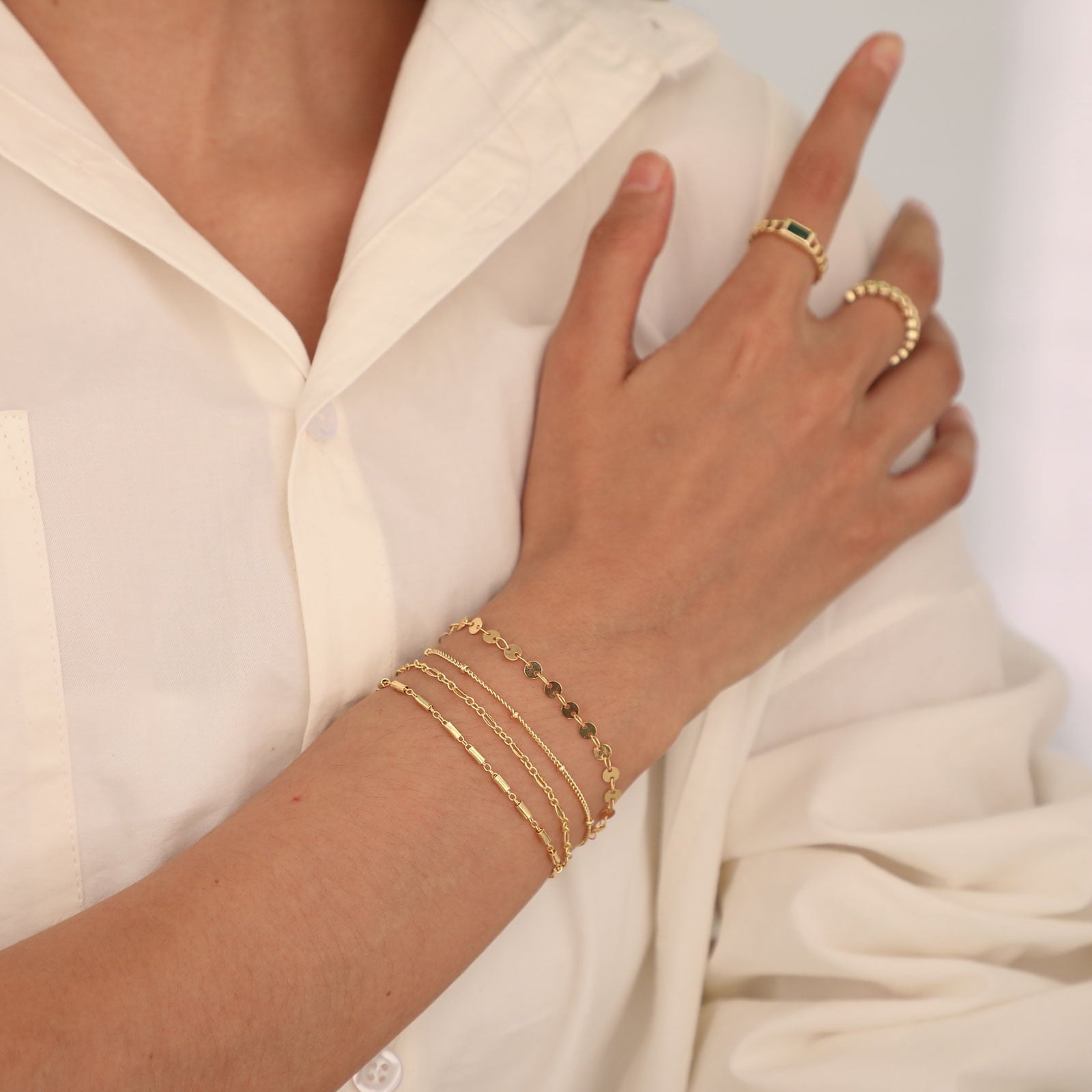 6PCS Bracelets for Women 14K Plated Dainty Layered Stacking Jewelry Set Gifts