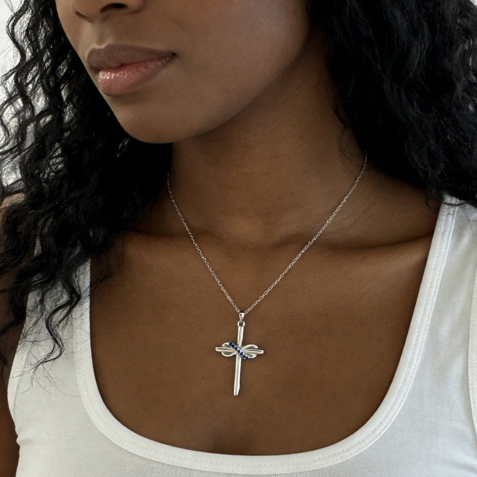 14K Plated Zirconia Cross Pendant Necklace for Women with 925