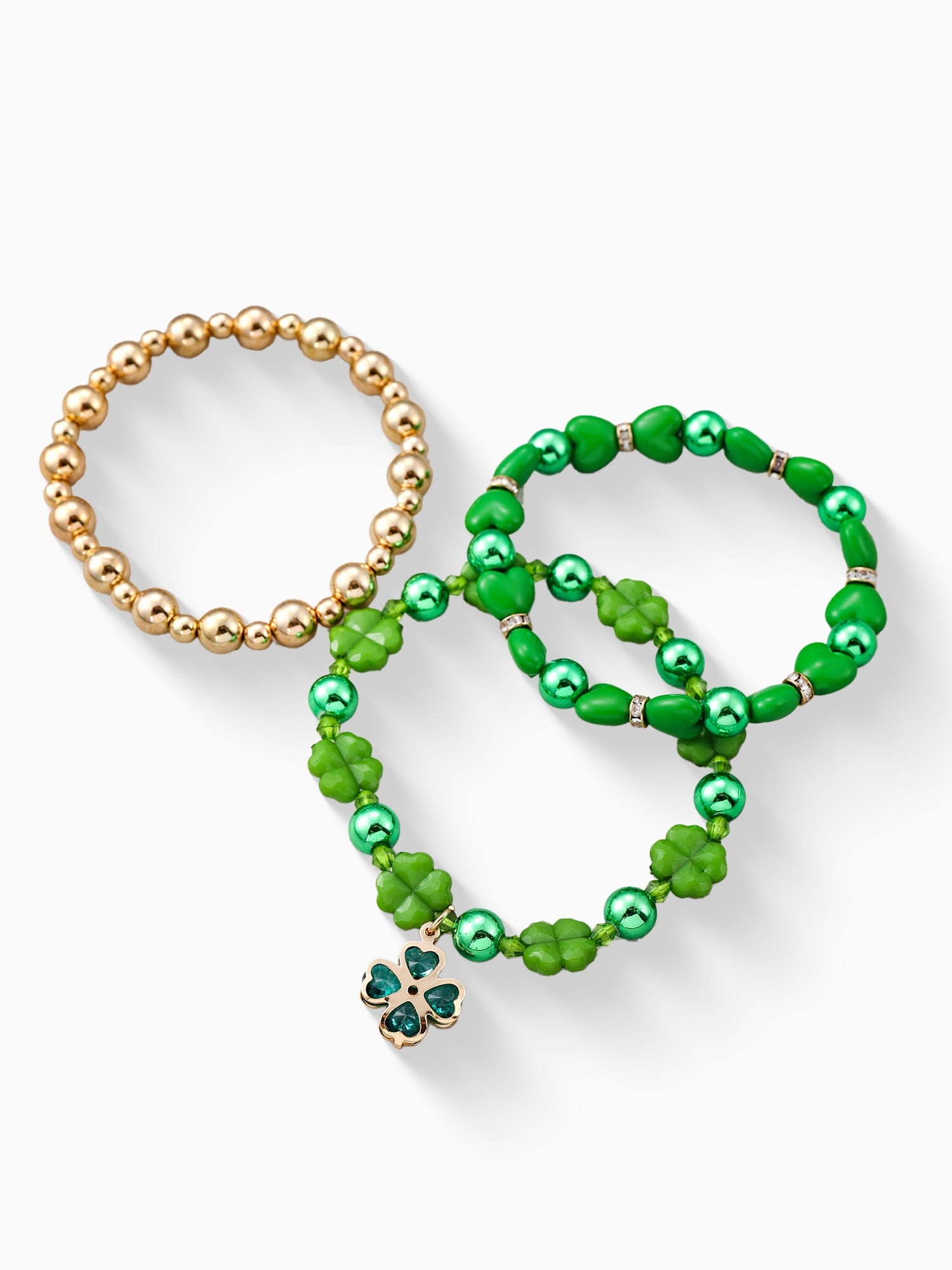 St. Patrick's Day Bead Stretch Bracelets, 3 Piece