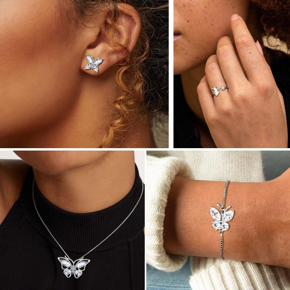 December Tanzanite Blue Butterfly Necklaces 925 Sterling Pendant Jewelry for Women Wife
