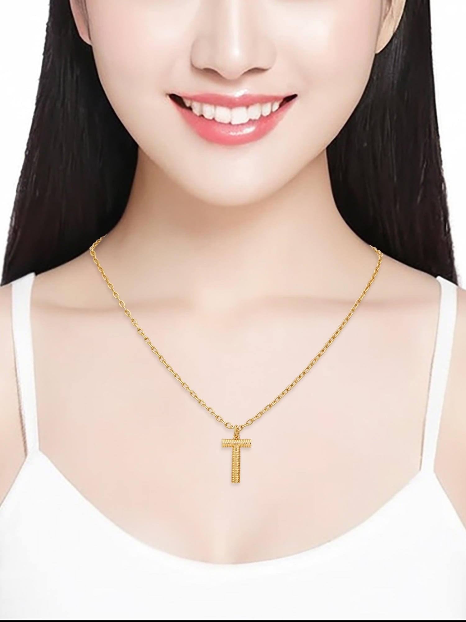 Women's Goldtone Initial E Necklace with Giftable Pouch